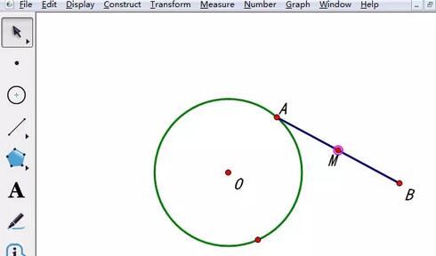 Kaedah grafik untuk membina trajektori titik tengah antara titik pada bulatan dan mana-mana titik pada pad lakar geometri