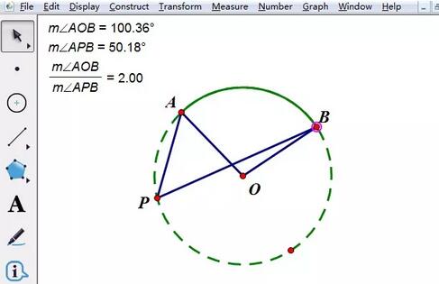 Detailed steps for making a demonstration animation of the circumferential angle theorem on the geometric sketchpad