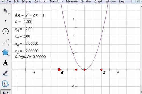 How to find the definite integral of a function on the geometric sketchpad