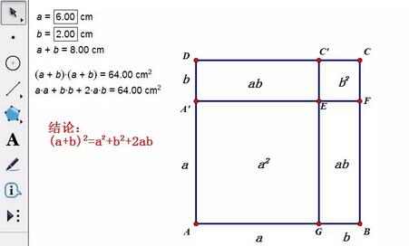 Der Vorgang zur Überprüfung der perfekten Quadratformel mit dem Geometrischen Skizzenblock