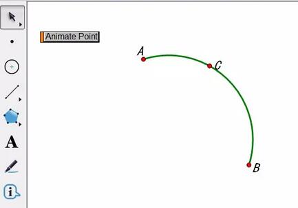 The operation process of making a point move along a certain arc on the geometric sketchpad