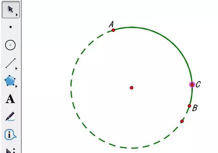 The operation process of making a point move along a certain arc on the geometric sketchpad