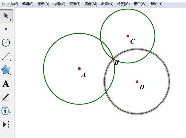 Specific steps to create three circles with the same common point using Geometric Sketchpad