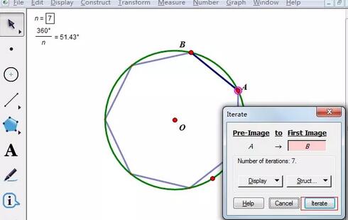 How to create any n-sided polygon of a circle using geometric sketchpad