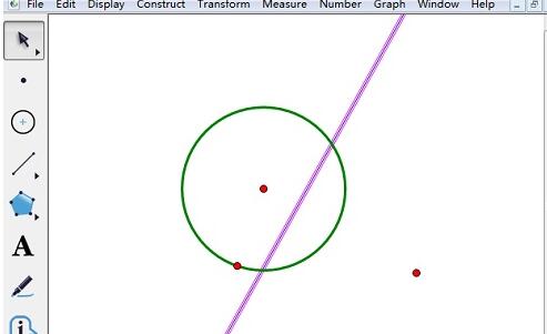 Operation steps for drawing the polar lines of a circle using the geometric sketchpad