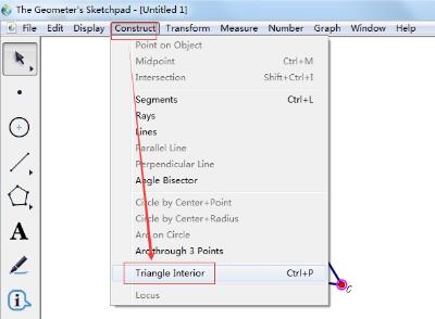 The specific steps to construct the interior of a triangle using Geometric Sketchpad