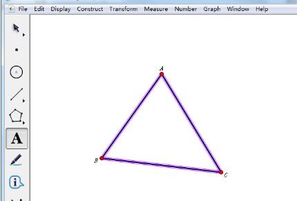 The specific steps to construct the interior of a triangle using Geometric Sketchpad