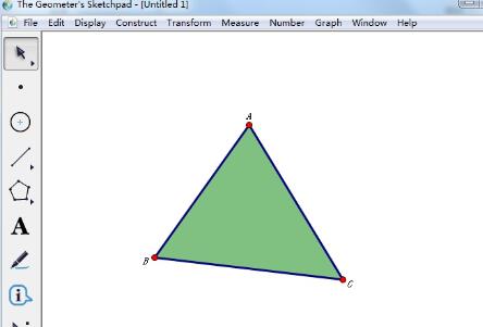 The specific steps to construct the interior of a triangle using Geometric Sketchpad