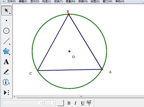 Tutorial zum Zeichnen eines gleichseitigen Dreiecks, das in einen Kreis eingeschrieben ist, mit Geometry Sketchpad