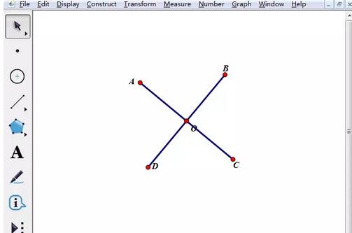 Cara menggunakan pad lakar geometri untuk memutarkan garis lurus bersilang di sekitar titik persilangan