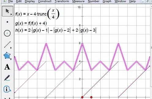 幾何学的スケッチパッドを使用してW字型の鋭利な波動関数画像を作成する操作プロセス