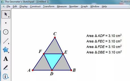 几何画板把三角形分成面积相等的四部分的操作步骤