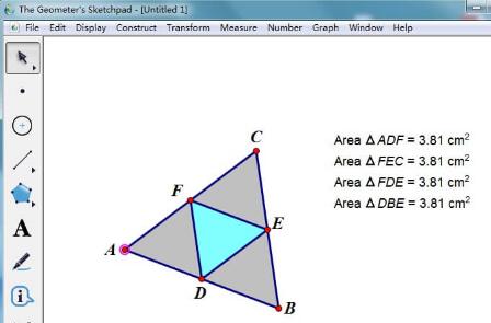 几何画板把三角形分成面积相等的四部分的操作步骤