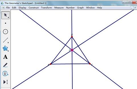 Detailed tutorial on drawing the vertical center of a triangle using geometric sketchpad