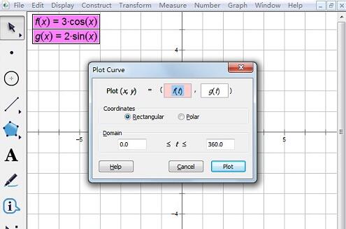 How to draw an ellipse using the parametric curve drawing function on the geometric sketchpad