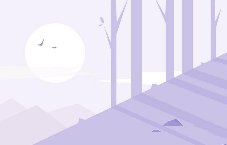 The operation process of drawing a lavender flat forest illustration in photoshop