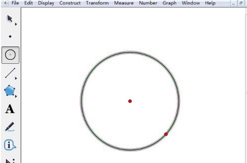 How to make the drawn circle have part of the dotted line in the geometric sketchpad