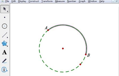 How to make the drawn circle have part of the dotted line in the geometric sketchpad