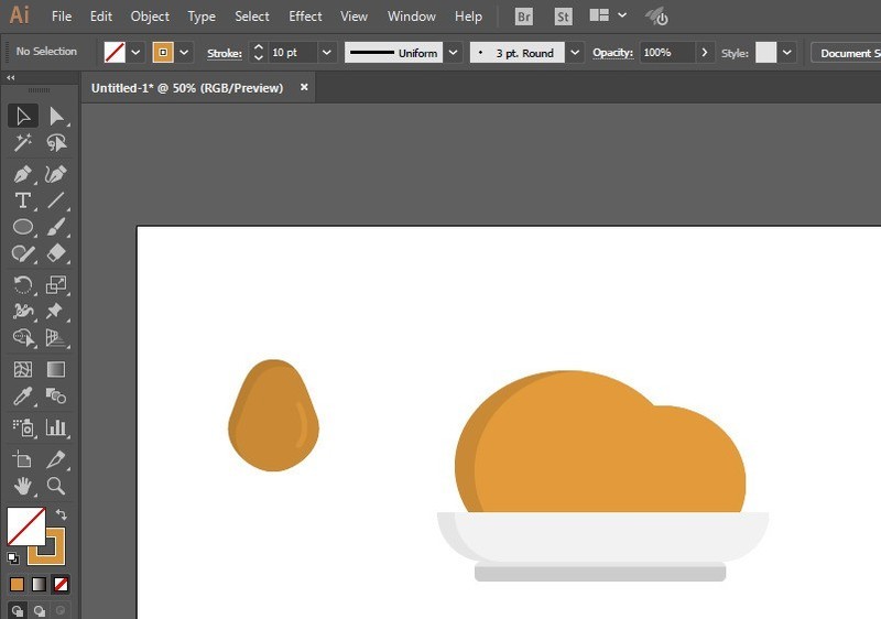 The specific method of drawing a plate of roast chicken icon using AI