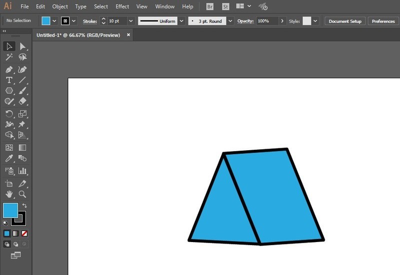 Graphic tutorial on how to design a tent icon using AI