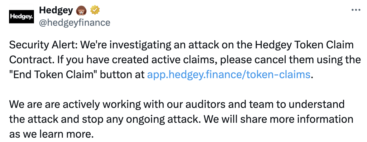 Analysis of Hedgey attack incident: loss of tens of millions of dollars in token authorization