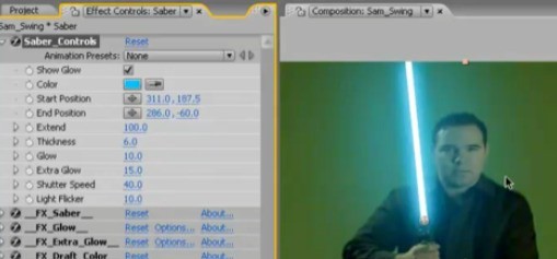 Langkah-langkah untuk mereka bentuk kesan lightsaber dalam AE