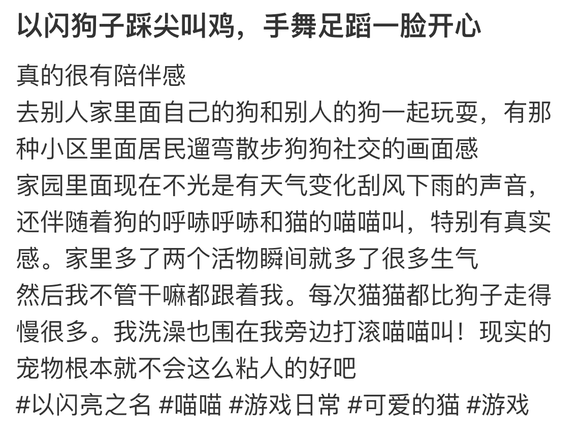 强推！申请《以闪亮之名》游戏加入养宠人必入清单