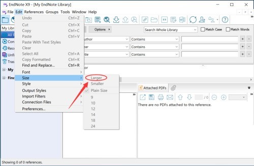 How to set a larger size for Endnote_Tutorial for setting a larger size for Endnote