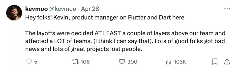 The Python team hasn’t been disbanded yet, and Google is taking action against Flutter and Dart again