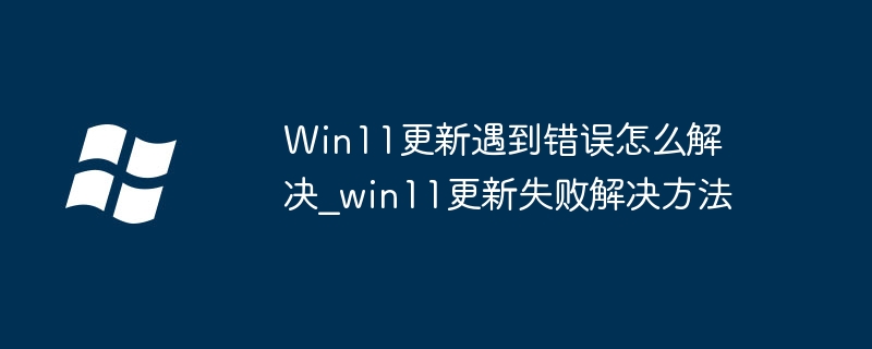 Bagaimana untuk menyelesaikan ralat yang dihadapi dalam kemas kini Win11_Cara menyelesaikan kegagalan kemas kini win11