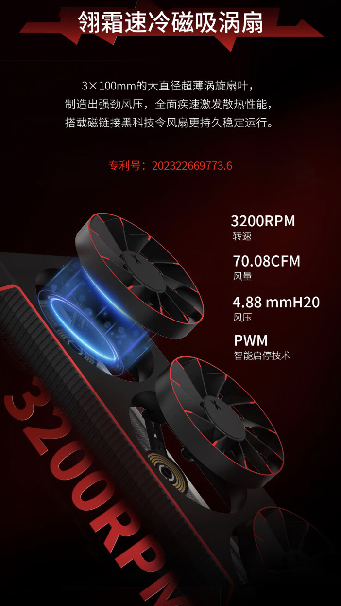 讯景 RX 7900 XTX 24GB 凤凰涅槃显卡开售：3 枚 100mm 风扇 + 8 根 6mm 热管，7719 元