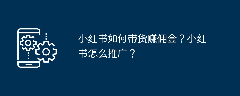 상품으로 Xiaohongshu에 대한 수수료를 받는 방법은 무엇입니까? Xiaohongshu를 홍보하는 방법은 무엇입니까?