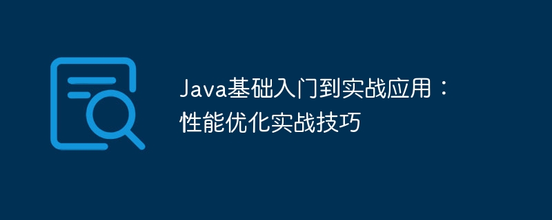 실제 응용 프로그램을 위한 Java 기초 소개: 성능 최적화를 위한 실제 기술