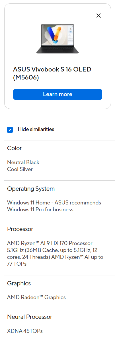 华硕官网泄露 AMD 锐龙 AI 9 HX 170 处理器:12 核 24 线程、77 TOPS AI 算力