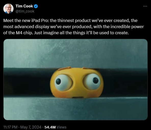 苹果为新款iPad Pro争议广告道歉:强调创造力是苹果基因