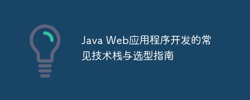 Java Web应用程序开发的常见技术栈与选型指南