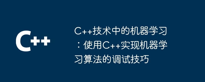 C++技术中的机器学习：使用C++实现机器学习算法的调试技巧