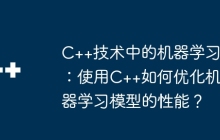 C++技术中的机器学习：使用C++如何优化机器学习模型的性能？
