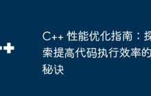 C++ 性能优化指南：探索提高代码执行效率的秘诀