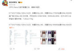 OPPO Reno12系列核心配置来了:首发天玑双芯 支持红外