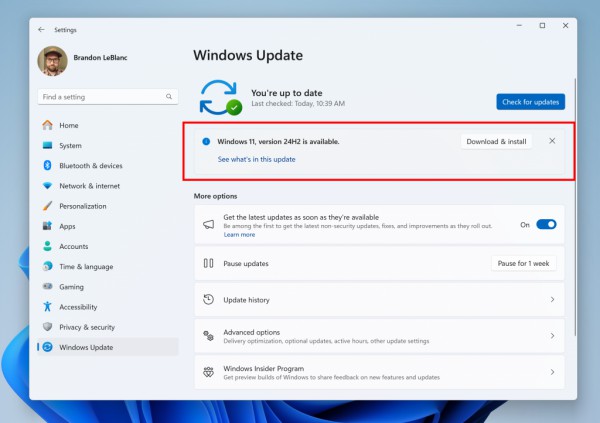 Windows 11 版本24H2包含一系列新功能