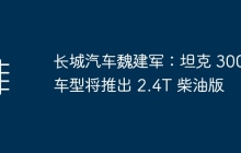 长城汽车魏建军：坦克 300 车型将推出 2.4T 柴油版
