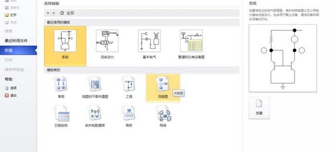 Operation process of creating a new BPMN diagram in Microsoft Office Visio