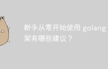 新手从零开始使用 golang 框架有哪些建议？