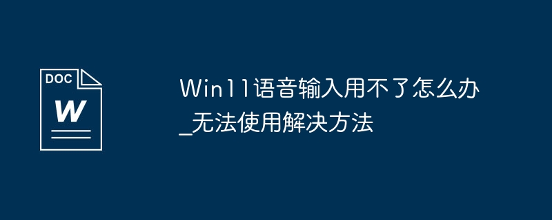 Win11语音输入用不了怎么办_无法使用解决方法