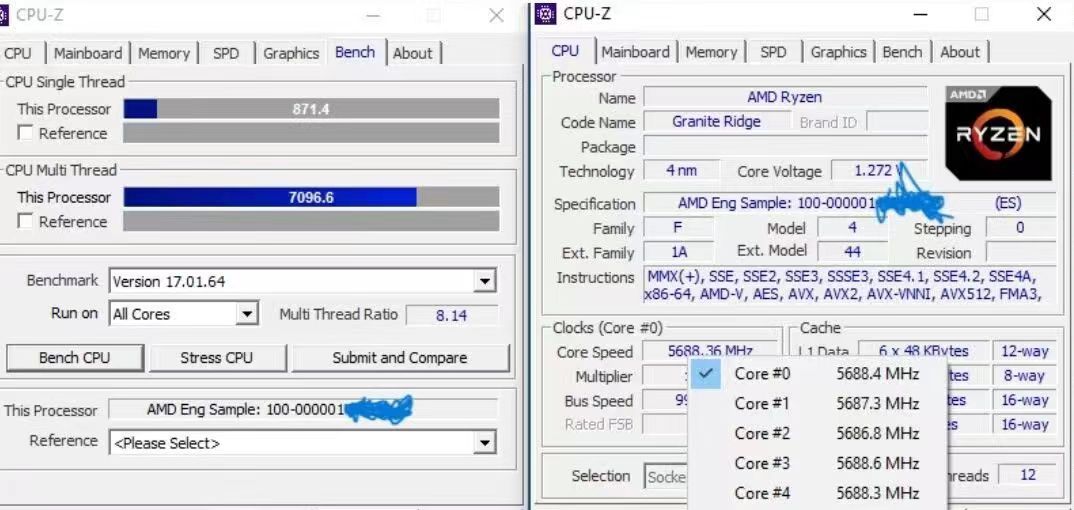 AMD 锐龙 5 9600X ES 工程版处理器超频成绩曝光：全核 5.7GHz、CPU-Z 多核跑分提升 14%