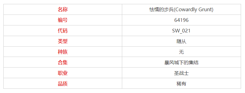 《炉石传说》怯懦的步兵属性介绍