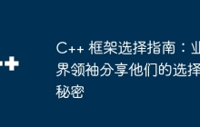 C++ 框架选择指南：业界领袖分享他们的选择秘密
