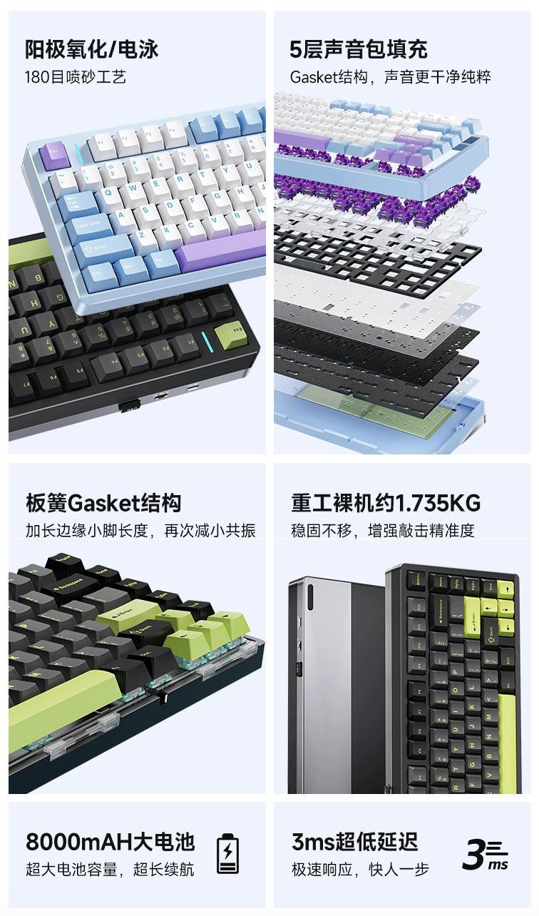 狼蛛 M75 三模机械键盘今晚首销：Gasket 结构、可选四种轴体，359 元