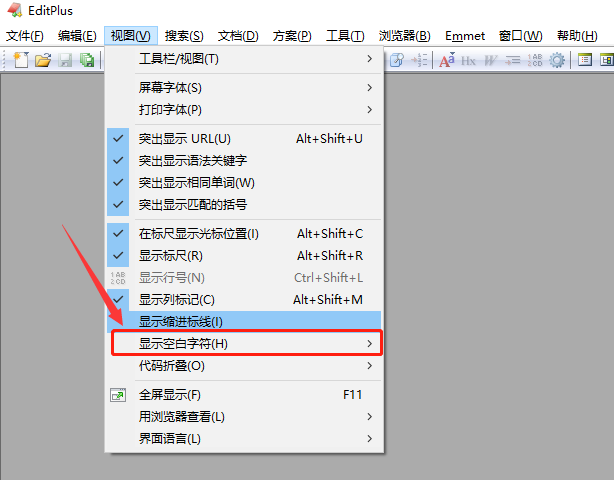 editplus打开空白字符的操作方法与步骤